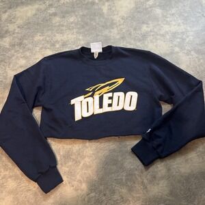 Toledo Rockets Sweatshirt Size S Champion Black Oversized Crop Cutoff